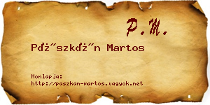 Pászkán Martos névjegykártya